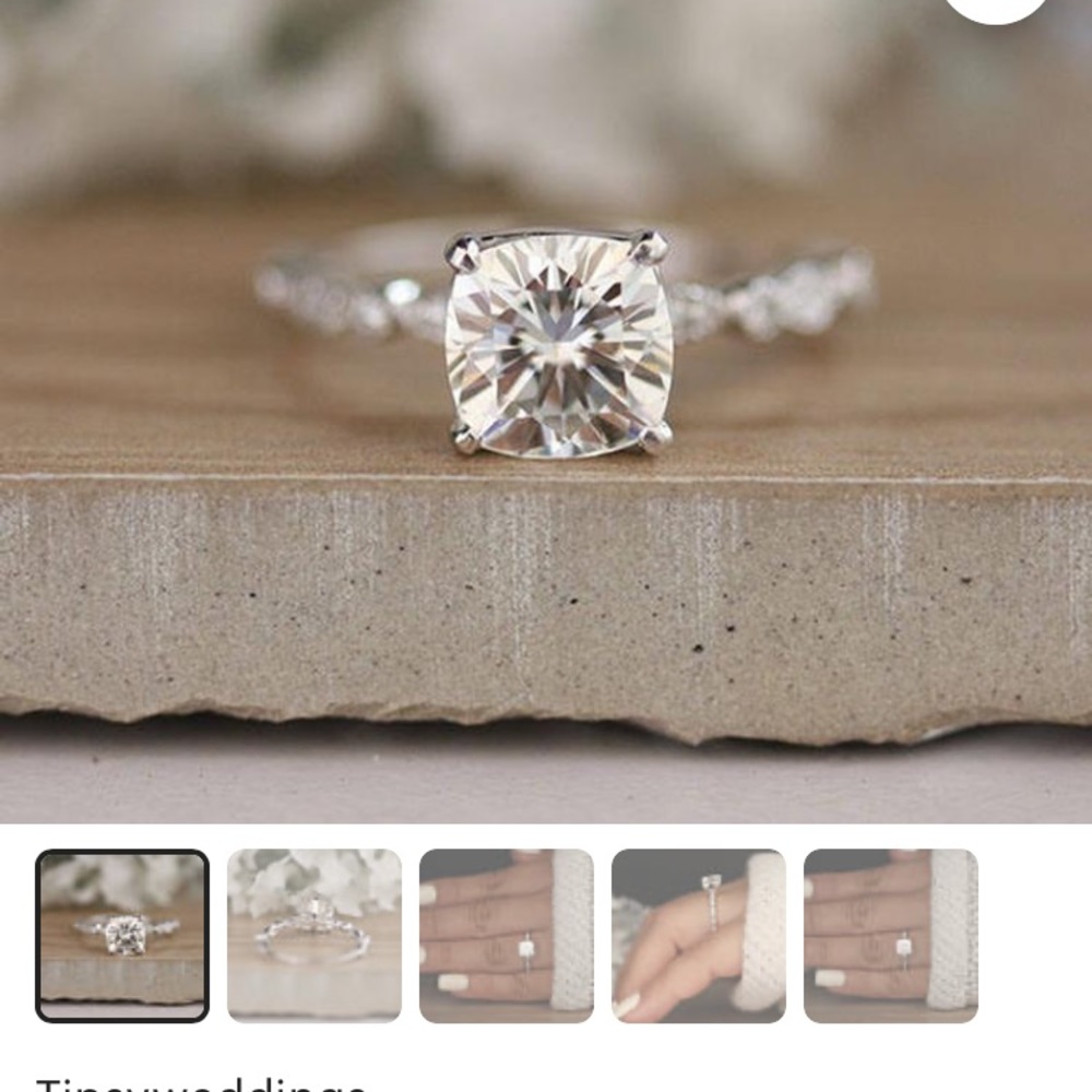 8mm Cushion Moissanite Engagement Ring